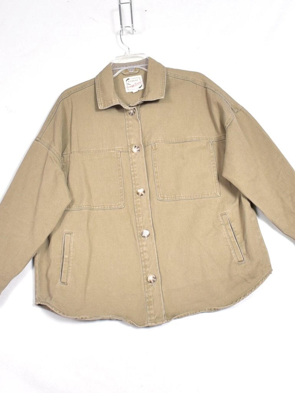 Stoosh Vintage Denim Tan Jean Jacket Cotton Button Down Large